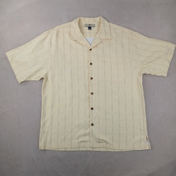 Tommy Bahama Large Mens Shirt Hawaiian Camp Silk Floral Casual 24x29 Has Defects - Picture 2 of 12